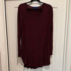 Women's Long Sleeve Scoop Neck Tunic - Burgundy
